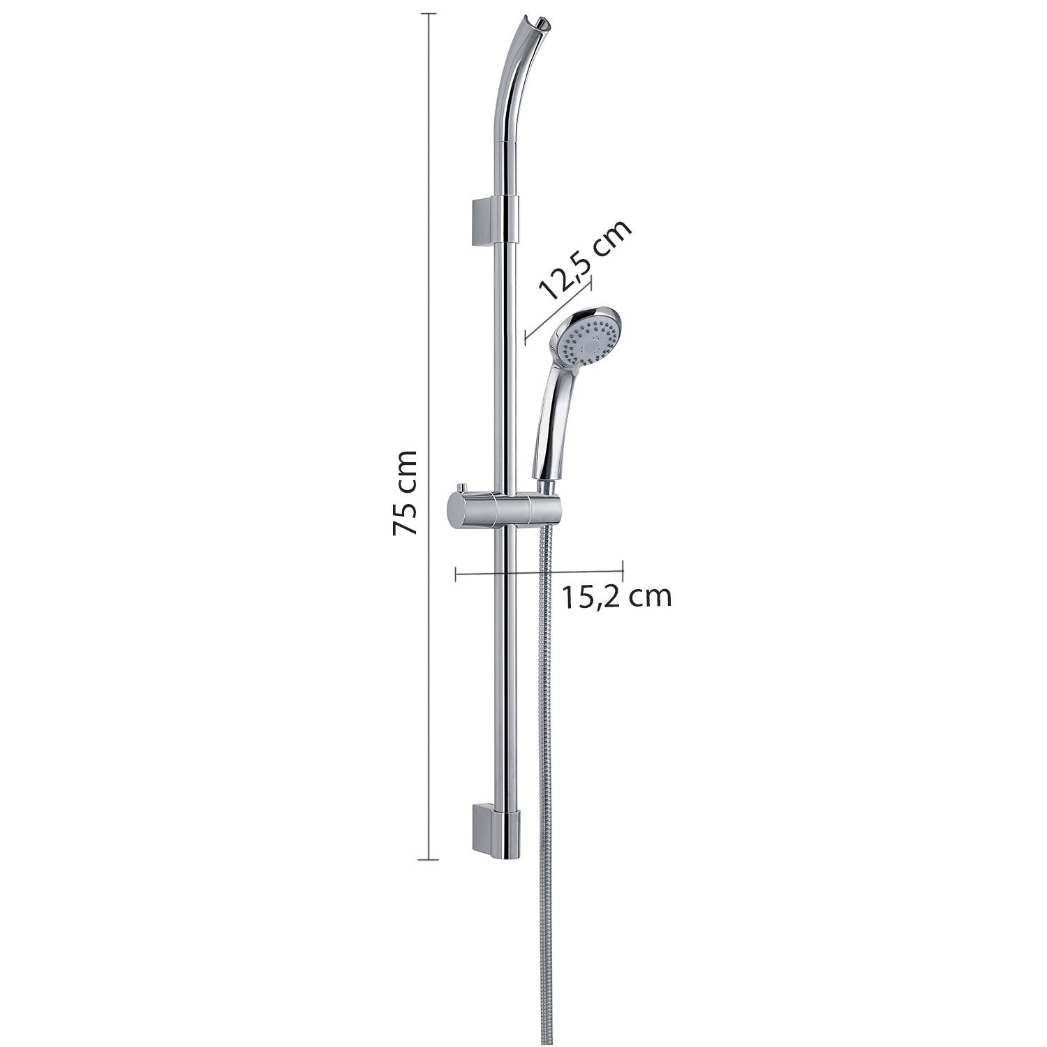 Saliscendi doccia in acciaio INOX doccetta 2 getti con flessibile antitorsione Star 01