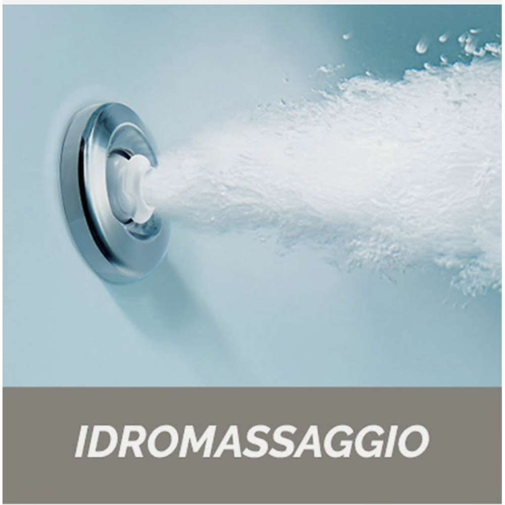 Vasca da bagno idromassaggio asimmetrica in acrilico bianco con telaio pannelli e colonna di scarico 150x100 cm