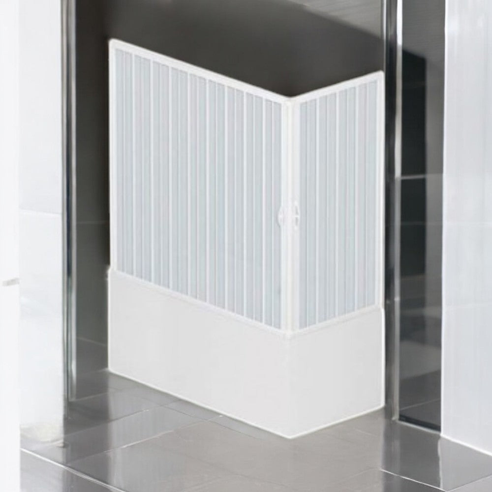 Box parete angolare in PVC per vasca h150 cm con apertura centrale a soffietto