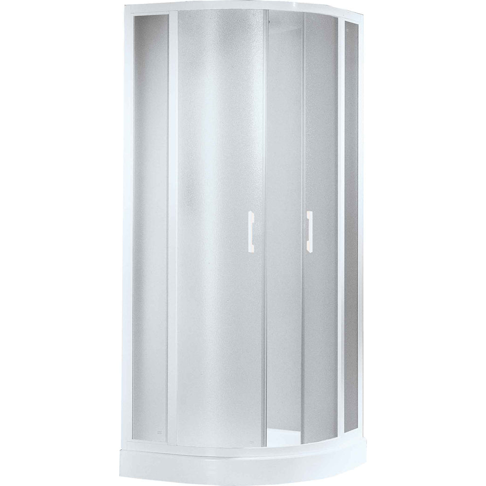 Box doccia semicircolare h185 cm con ante scorrevoli e pannelli in acrilico effetto bollicine