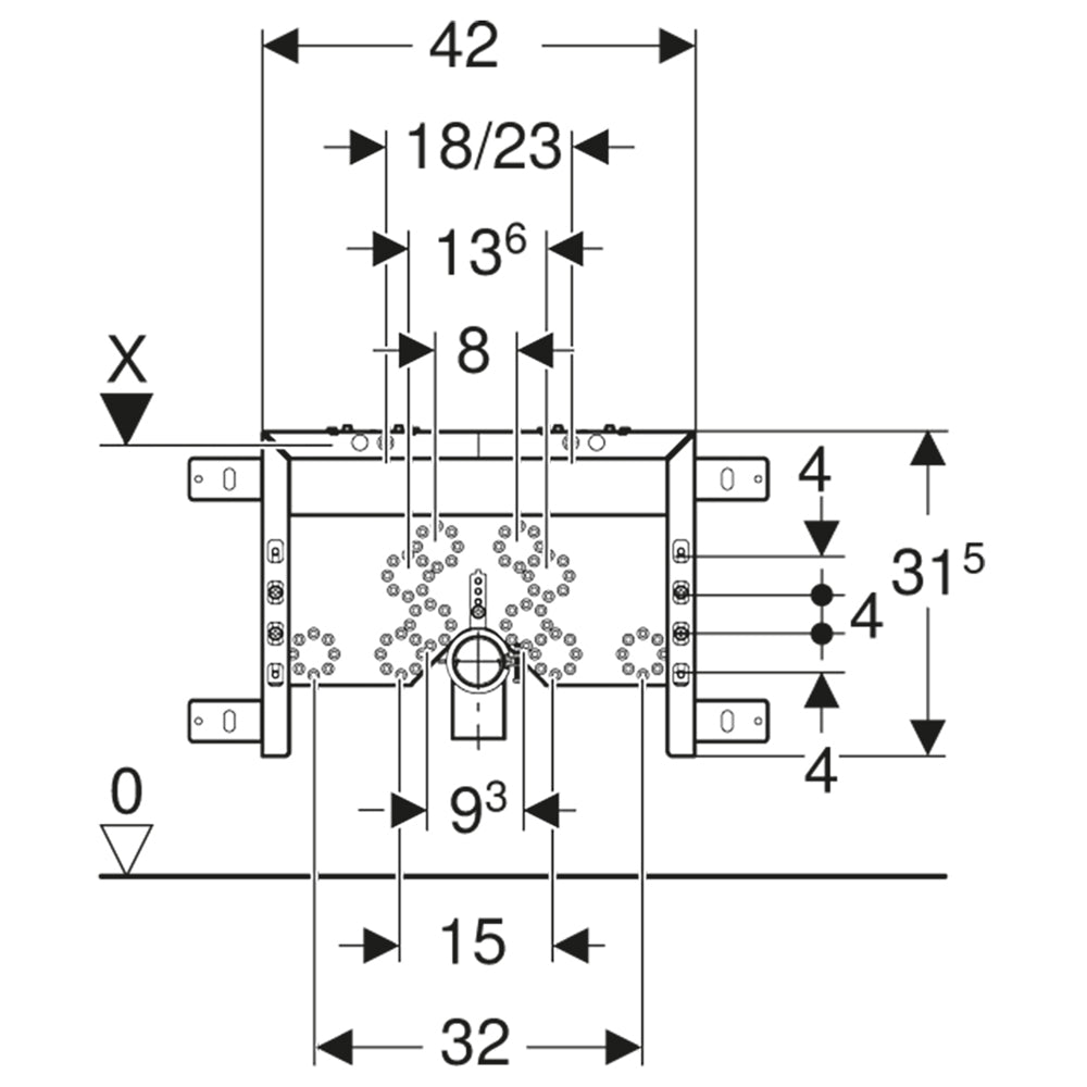 Modulo per pareti in muratura acciaio bidet sospesi Combifix