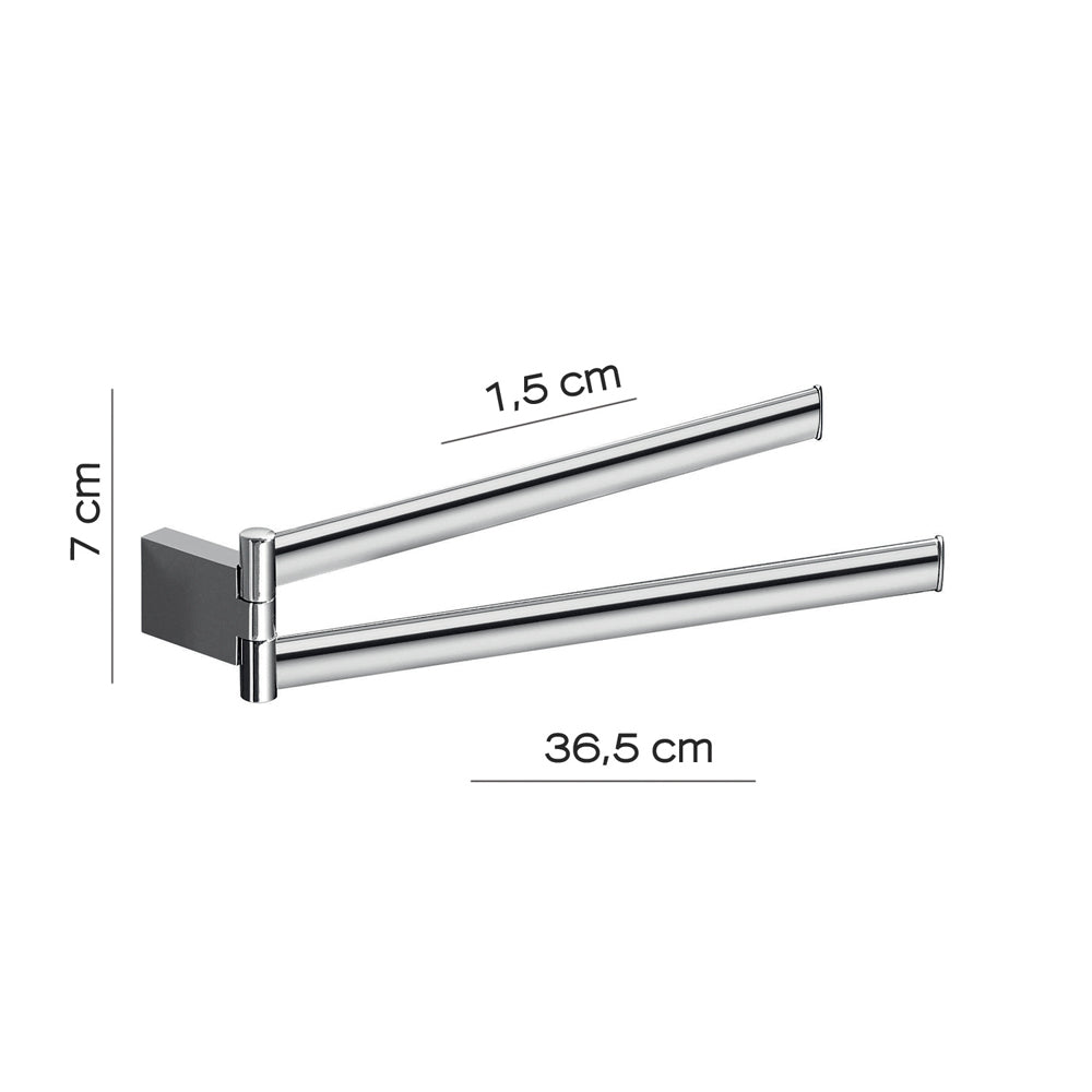 Portasalviette a snodo cromato per bagno in Cromall 36,5x1,5x7 cm