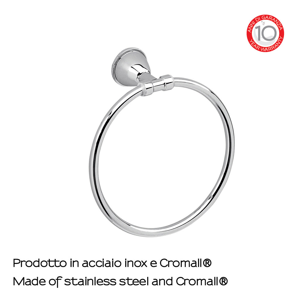 Portasalviette da muro ad anello in acciaio cromato 16x5.7x17 cm