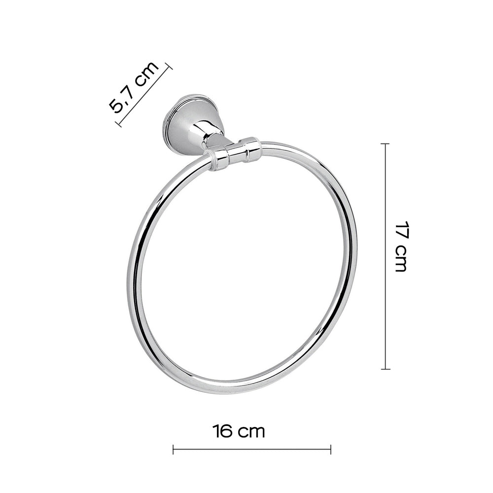 Portasalviette da muro ad anello in acciaio cromato 16x5.7x17 cm