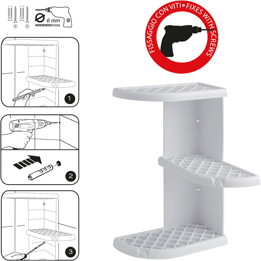 Angoliera doccia bianca in polipropilene salvaspazio 23x23xH37.5 cm Oscar