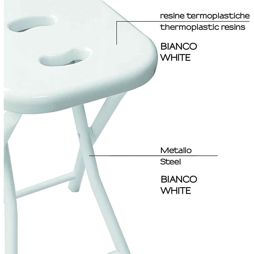 Sgabello richiudibile bianco in resina 28x26x46.5 cm