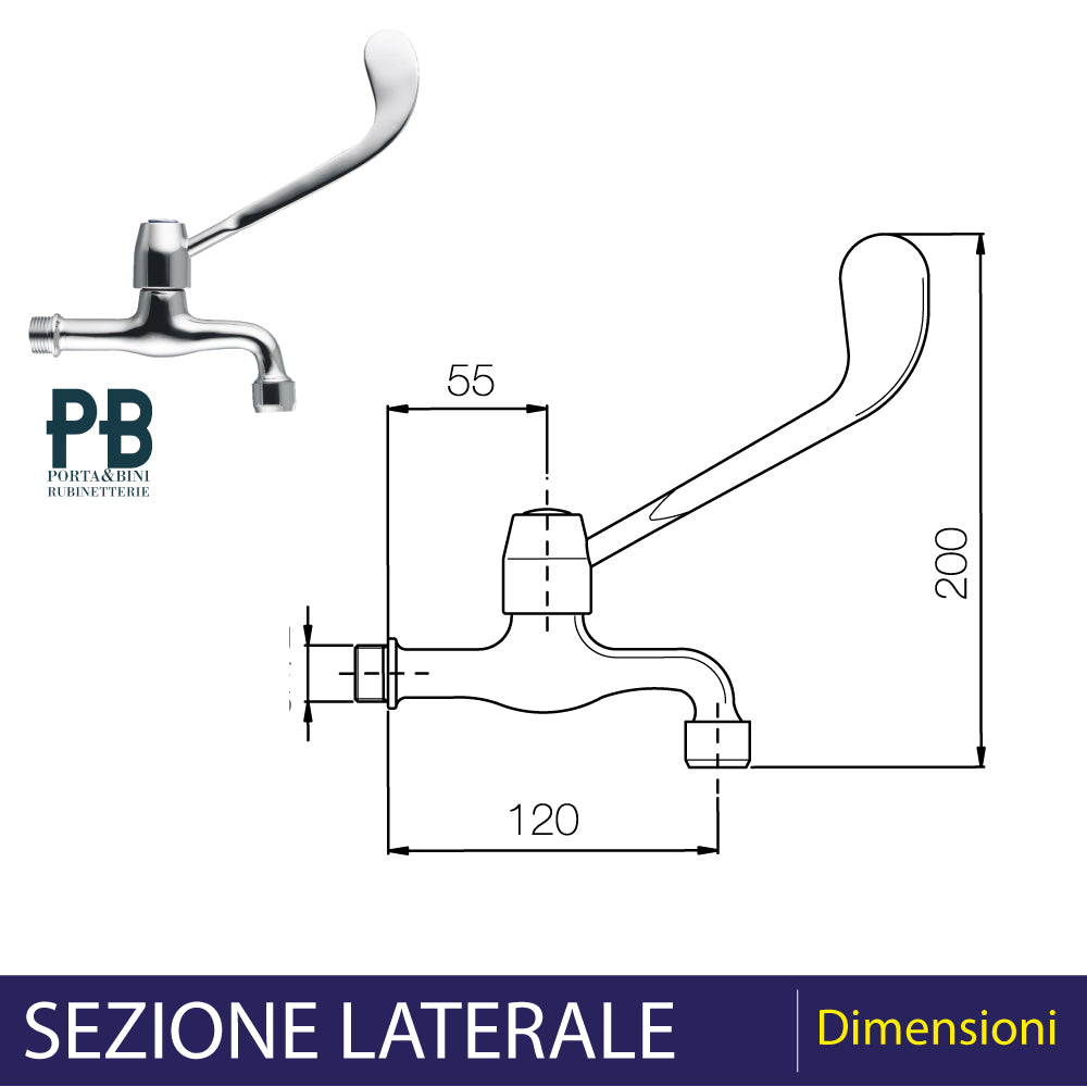 Rubinetto prolungato leva clinica per ambienti clinici e ospedalieri 1/2"