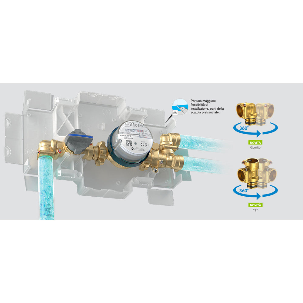 kit contabilizzazione incasso acqua sanitaria con contatore estraibile compatibile motore elettrico