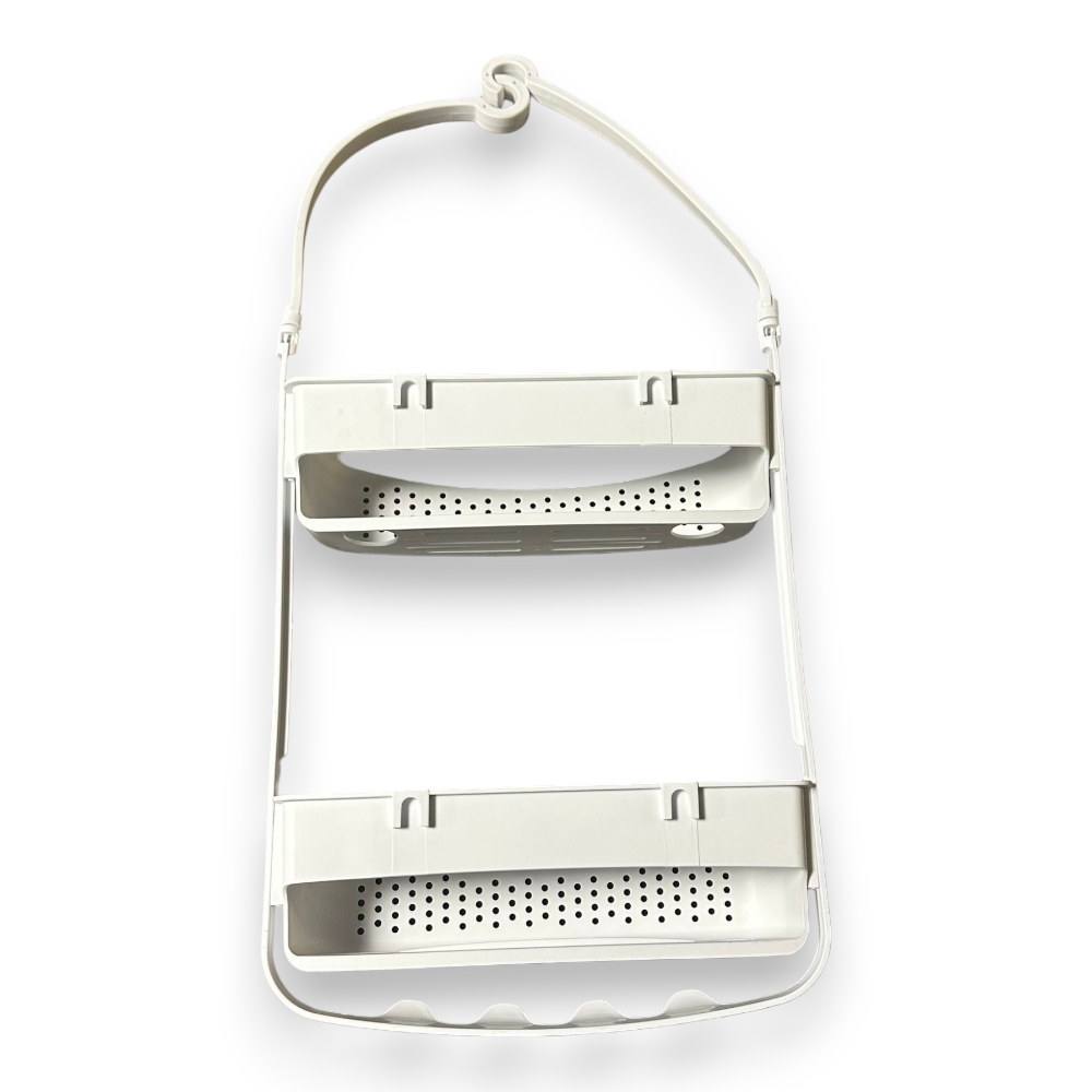 Etagère de douche 2 étagères en plastique et silicone avec ventouses