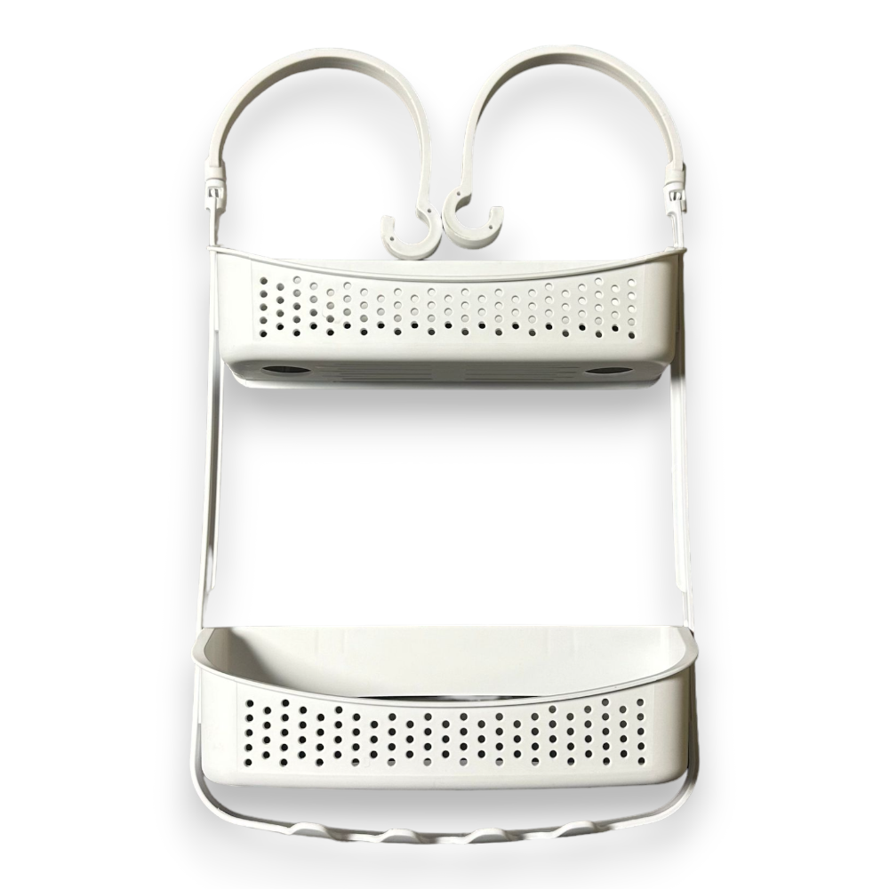 Etagère de douche 2 étagères en plastique et silicone avec ventouses