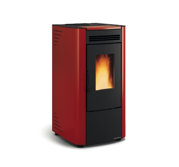 Poêle à granulés ventilé avec bardage en acier peint Ketty Evo 6 Bordeaux Nordica Extraflame