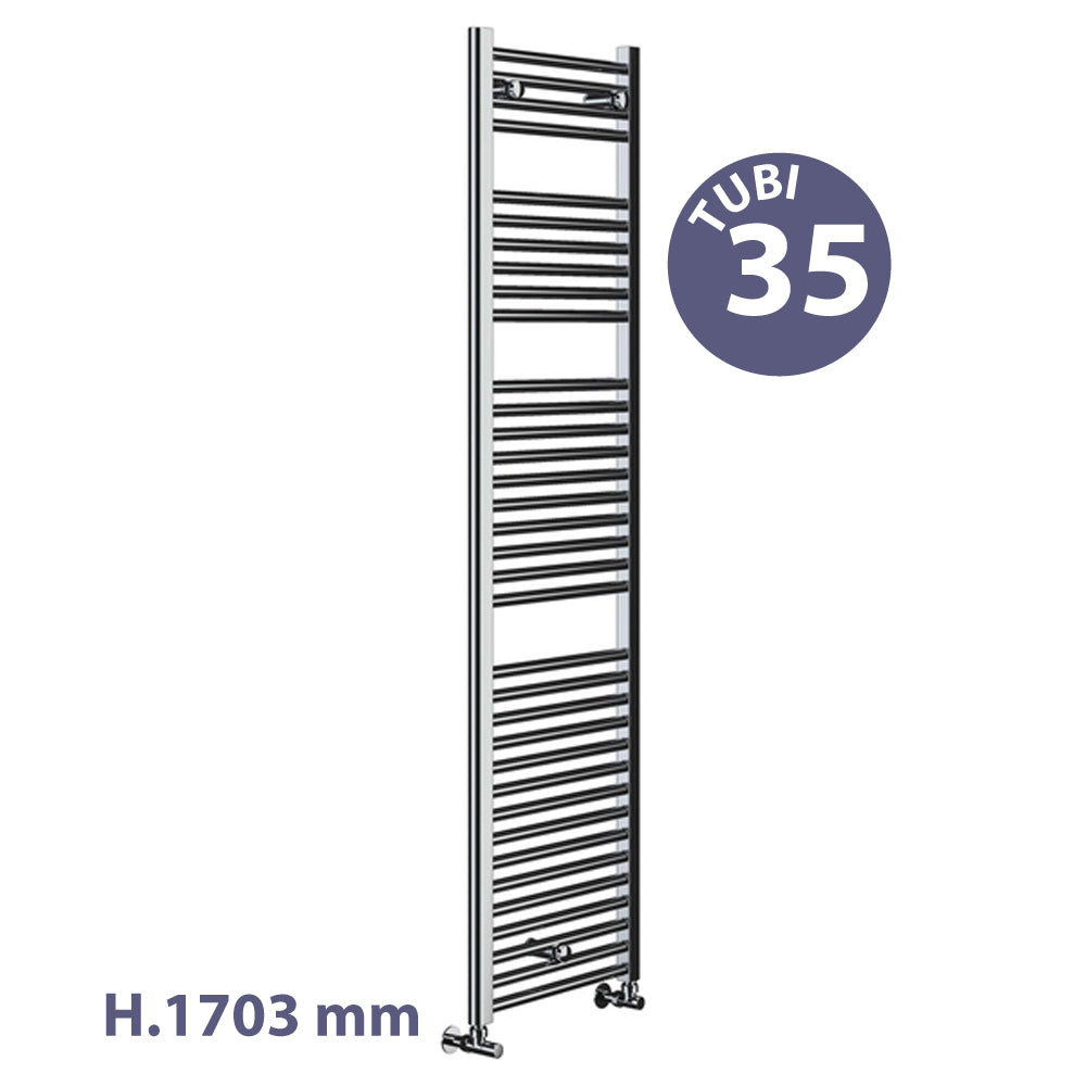 Termoarredo cromato per bagno 170.3x55 cm con valvola di sfiato inclusa