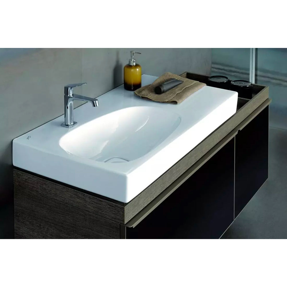 Lavabo asimmetrico con superficie da appoggio in gres fine porcellanato bianco sx Citterio