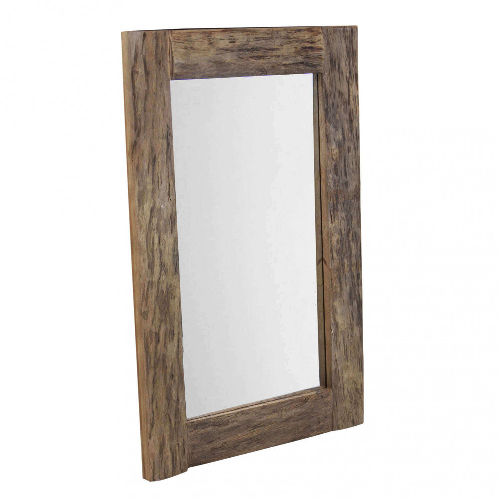 Miroir mural haut 110x70 cm avec cadre en bois travaillé effet antique Vannos