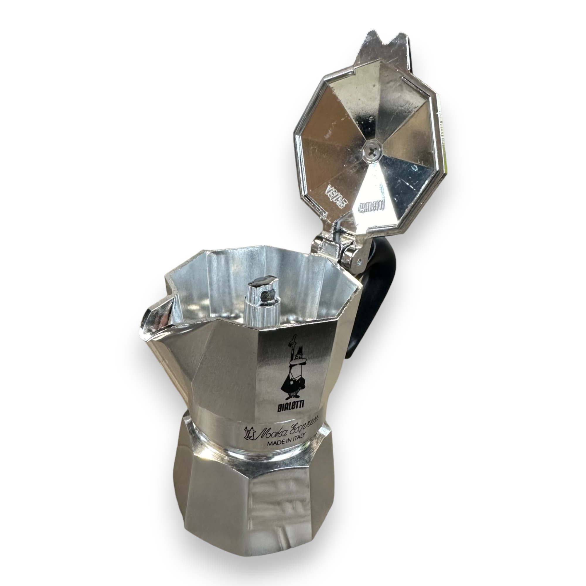 Cafetière moka traditionnelle 1 tasse en aluminium avec poignée en nylon Restylage express par Bialetti