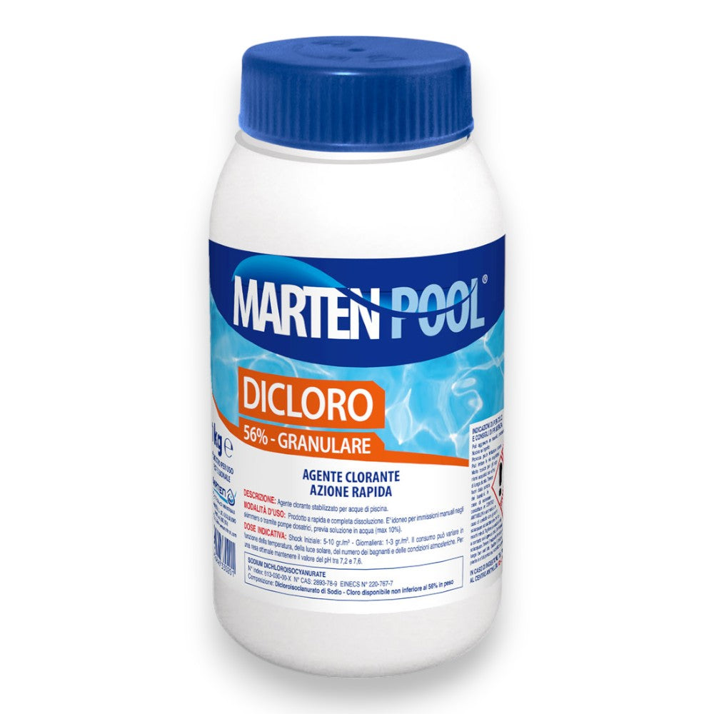 Cloro dicloro granuale per trattamento acqua piscine 1 e 5 kg