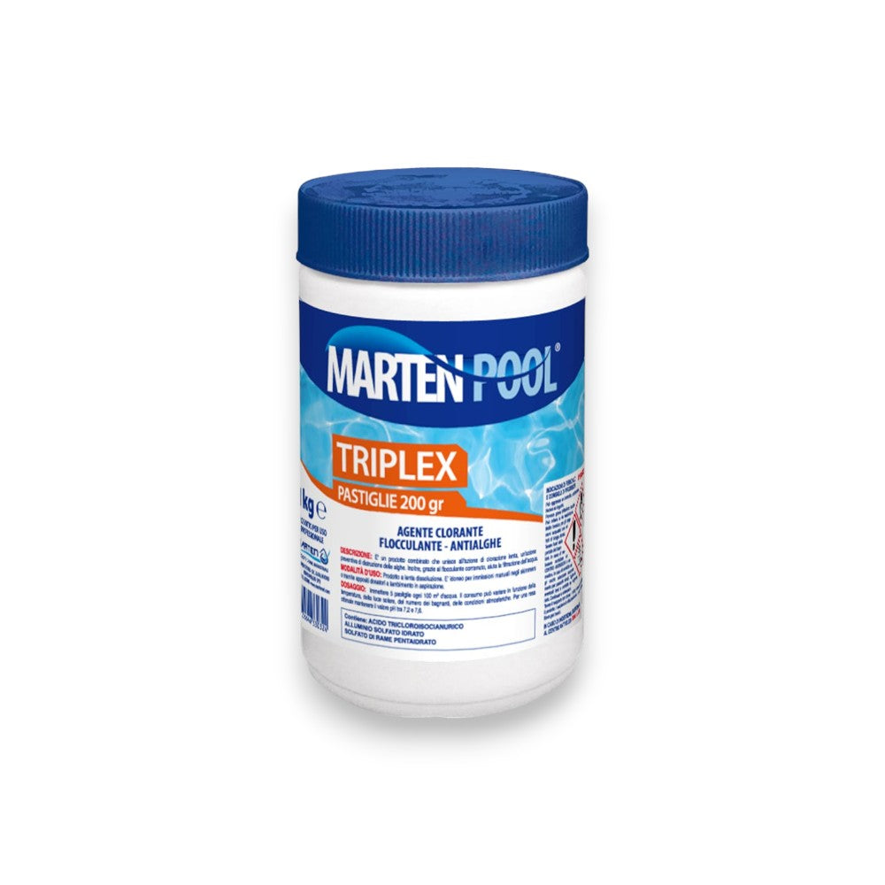 Chlore triplex en pastilles 200 g colis de 1 kg pour piscine