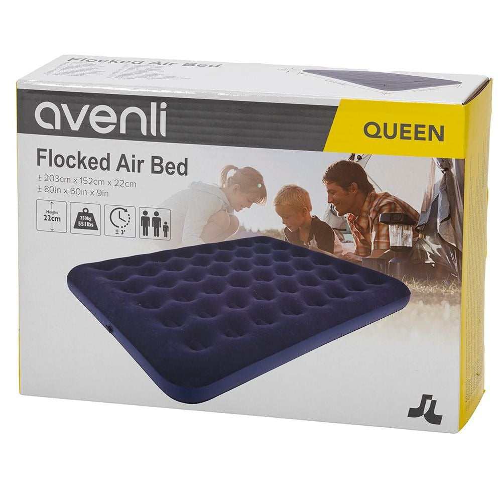 Matelas double gonflable 203x152x22 cm queen size pour voyage camping avec surface douce floquée