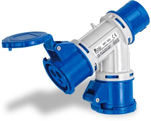 Adaptateur multiplicateur mobile industriel à 2 sorties avec prise 16A IP44 art 1602