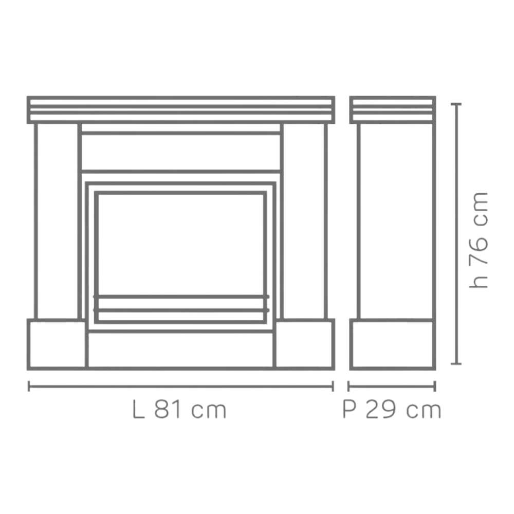 Cheminée au bioéthanol avec structure en MDF et acier avec réservoir de 1,5 litre, chauffage liquide Ischia