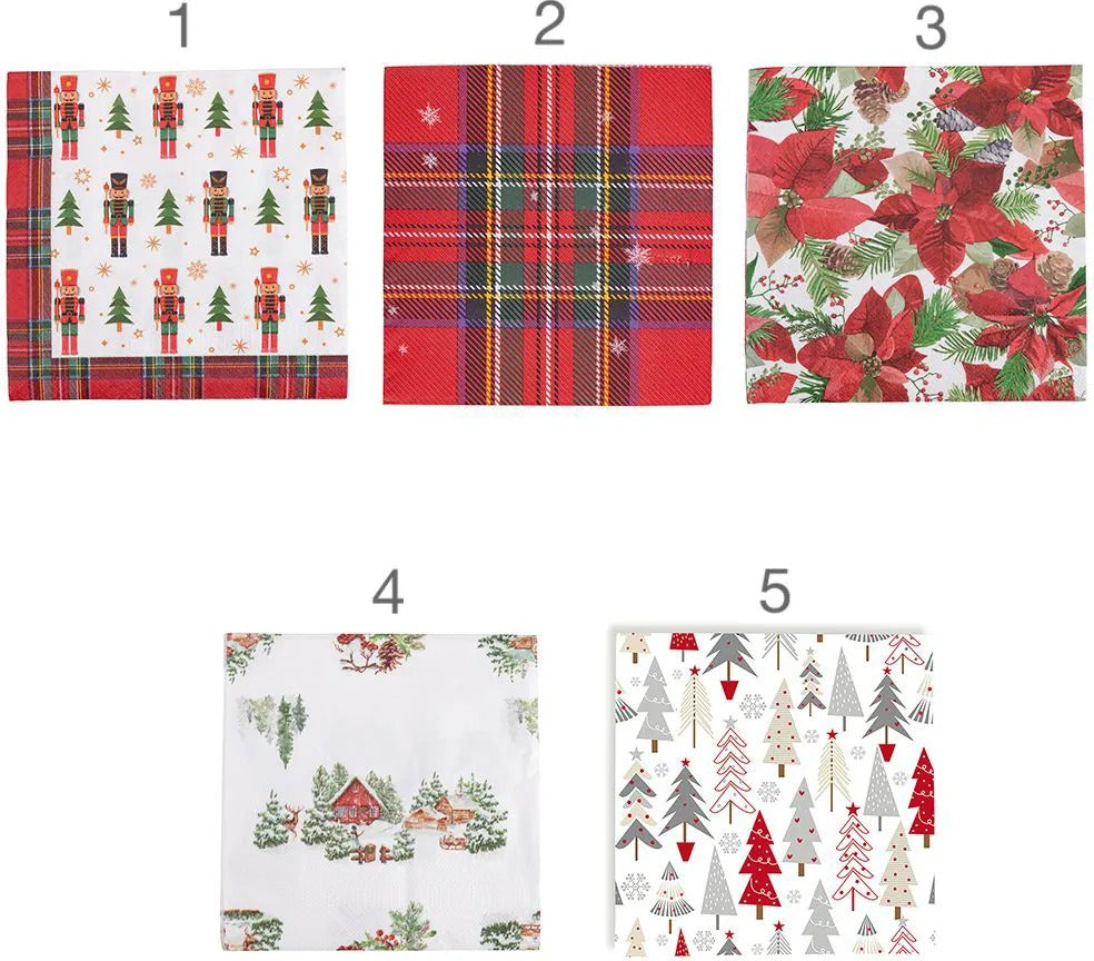 Pack de 20 serviettes en papier avec décoration de Noël