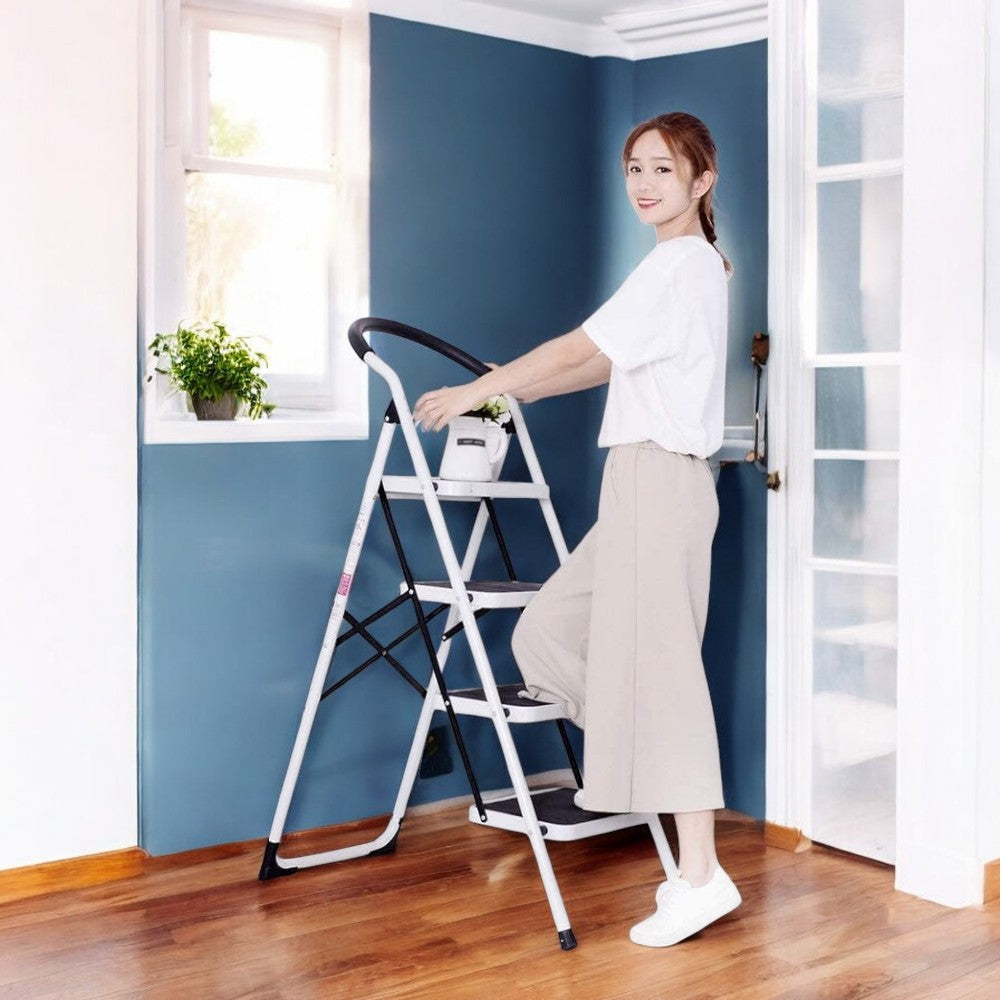 <transcy>Tabouret acier blanc 4 marches Comfort Step Brixo</transcy>