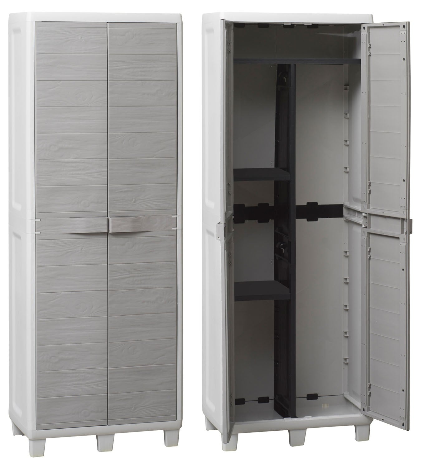 Armoire à balais et portes de jardin extérieur en résine effet bois Woody's Toomax