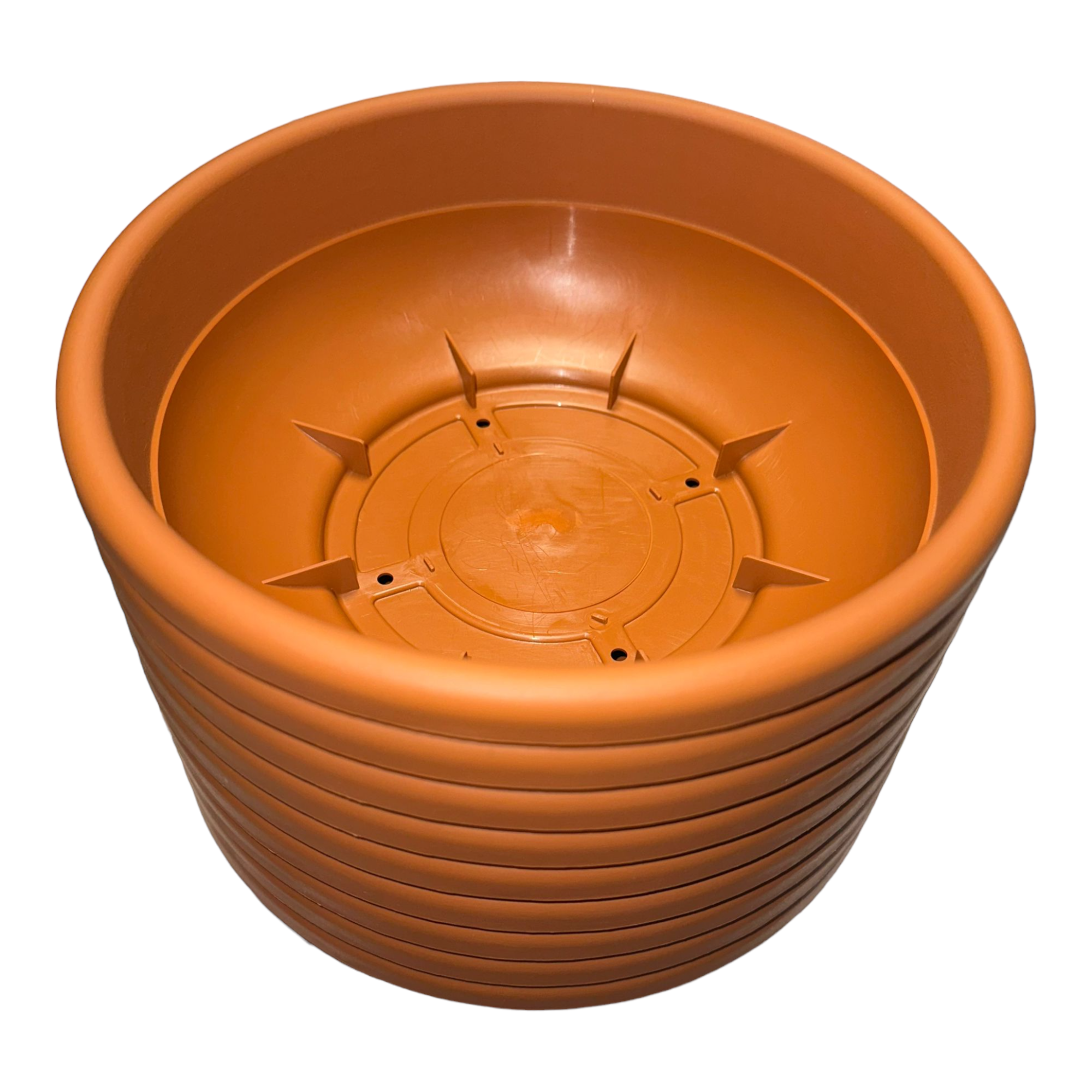 Vaso tondo a ciotola in resina color terracotta da giardino Aurora Telcom