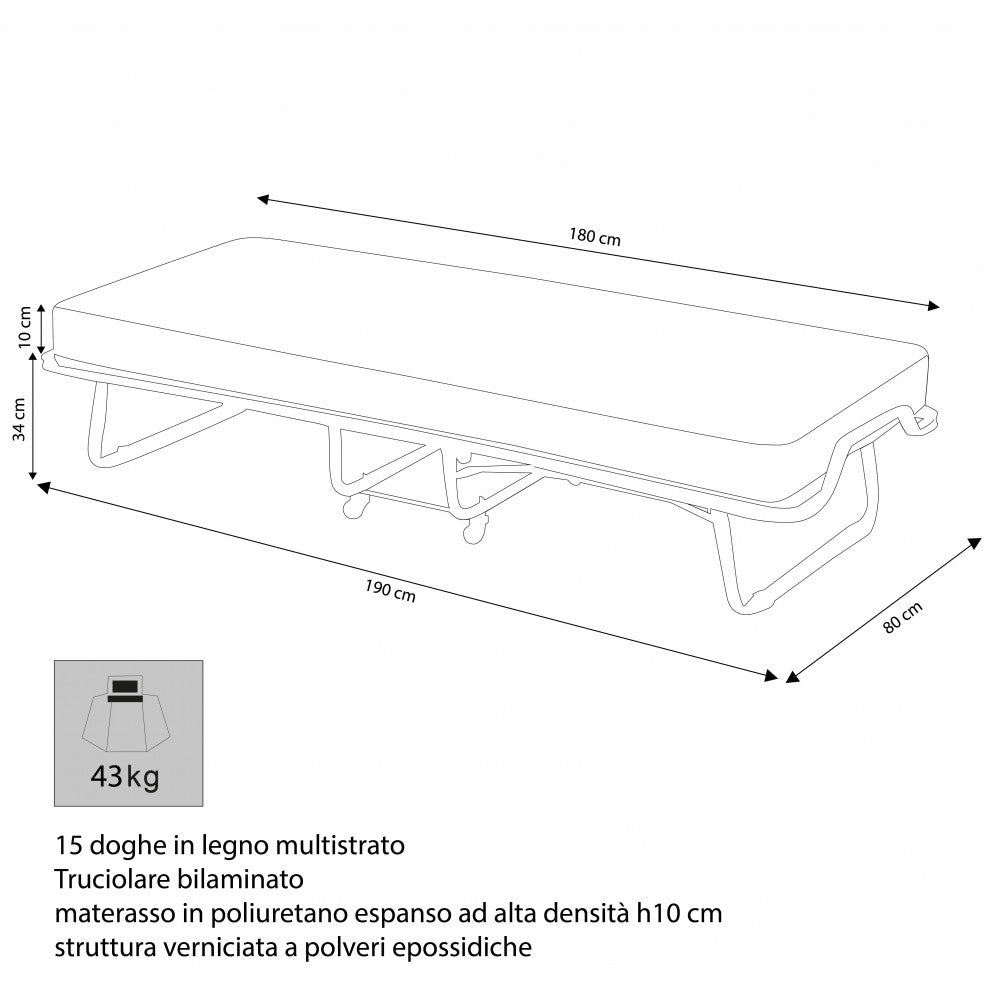 Lit bébé orthopédique pliable peu encombrant avec matelas en polyuréthane