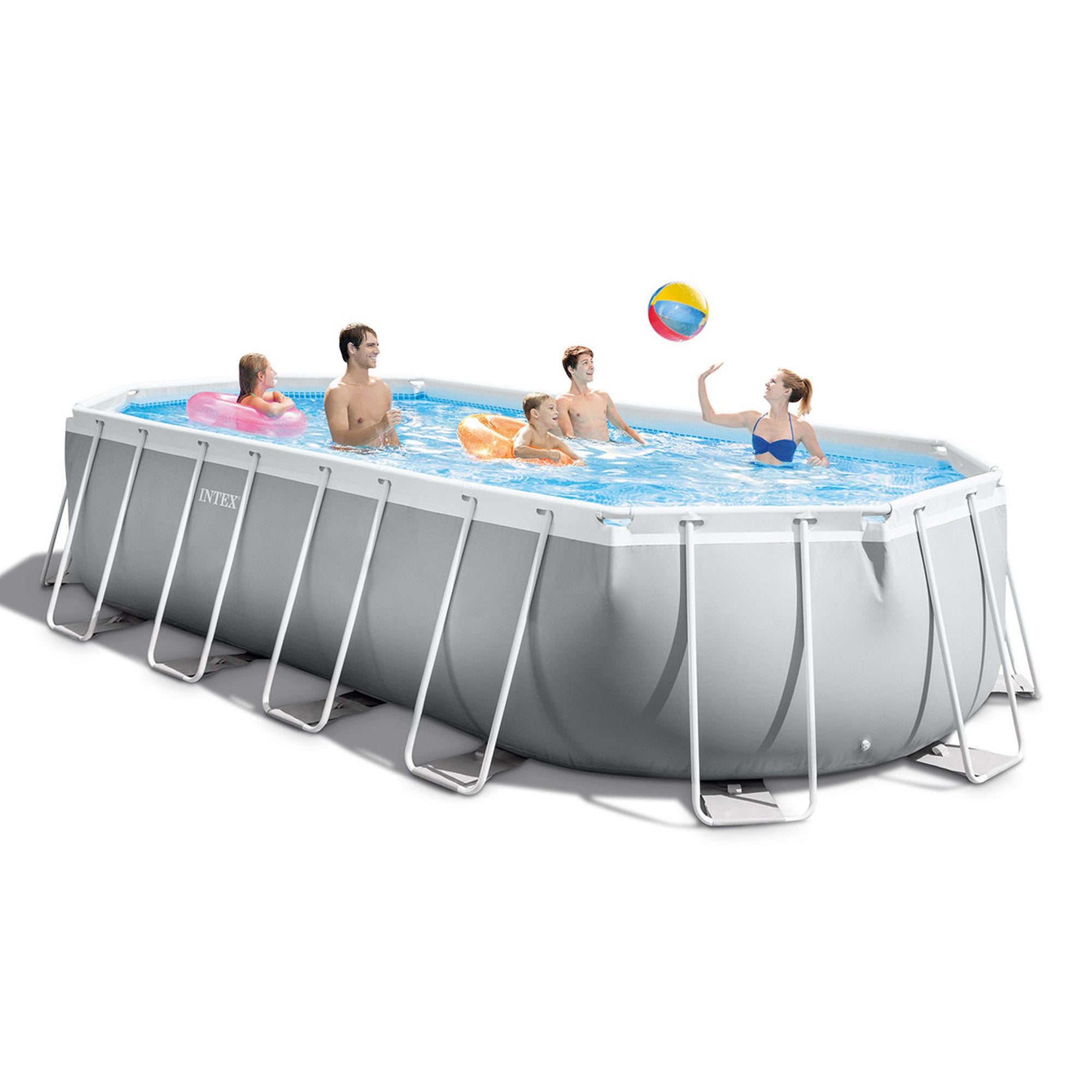 Piscine ovale avec structure 610x305xH122 cm cadre prisme INTEX26798 