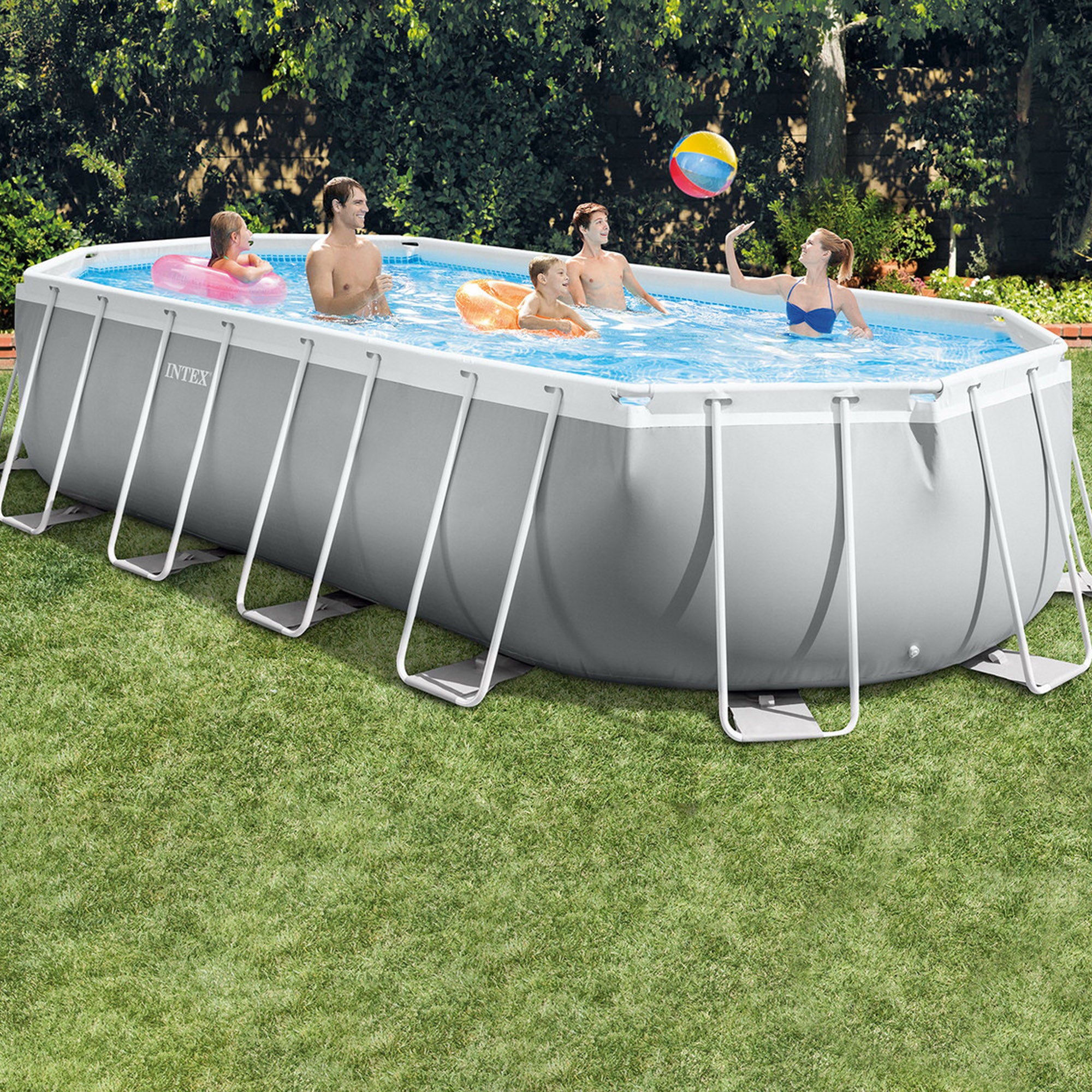 Piscine ovale avec structure 610x305xH122 cm cadre prisme INTEX26798 