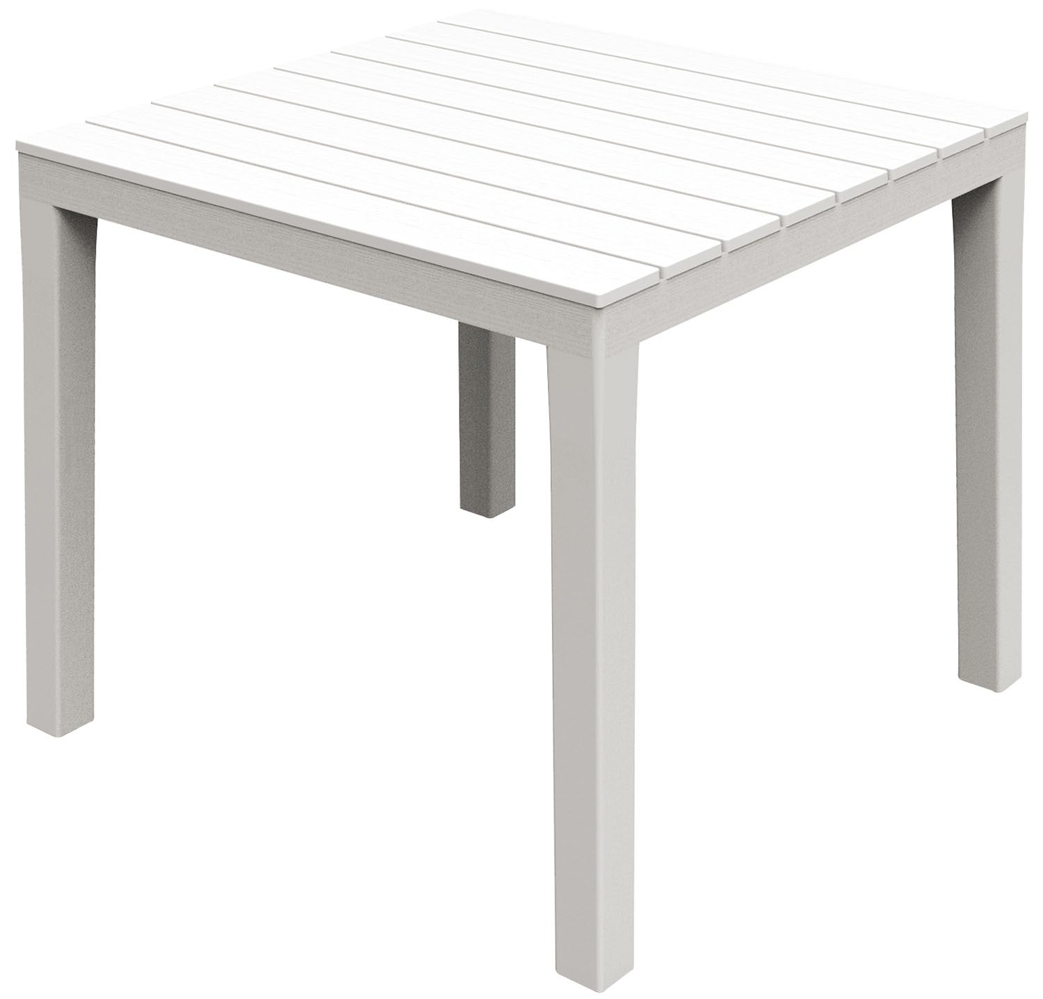 Tavolo bianco quadrato 80x80 cm in resina effetto doghe in legno Bali