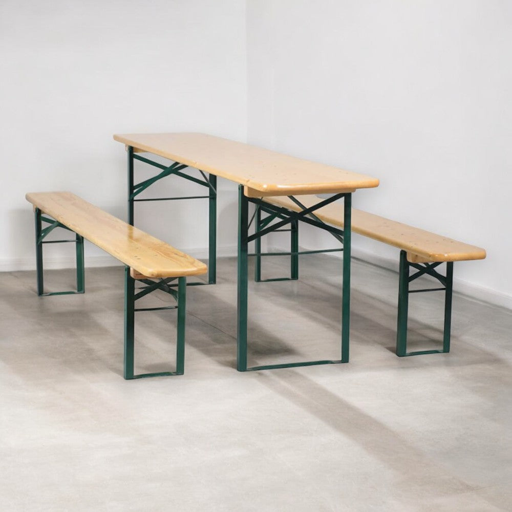 <transcy>Set de brasserie avec table pliante et bancs 220x70xH78cm Garden Deluxe Collection</transcy>