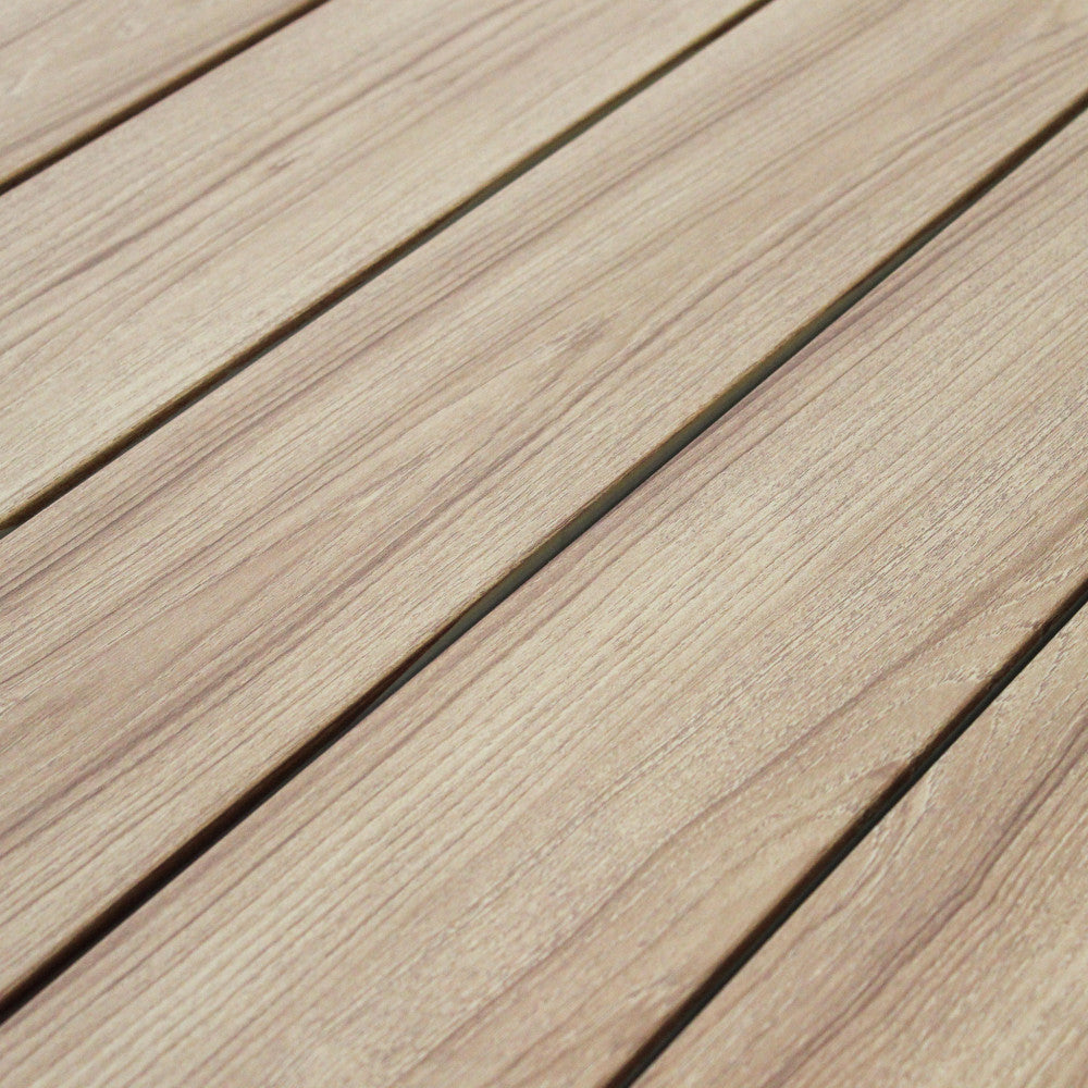 Tavolo rettangolare estensibile con struttura in alluminio bianco e piano effetto legno 150/200x100xH75 cm