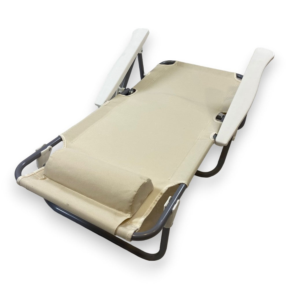 Chaise longue de plage réglable 2en1 Spiaggina avec accoudoirs et coussin appui-tête 