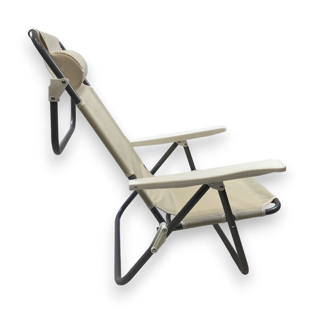 Chaise longue de plage réglable 2en1 Spiaggina avec accoudoirs et coussin appui-tête 