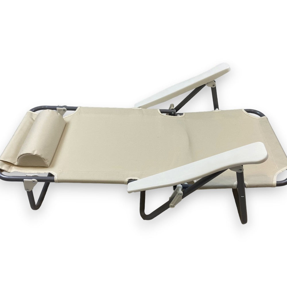 Chaise longue de plage réglable 2en1 Spiaggina avec accoudoirs et coussin appui-tête 