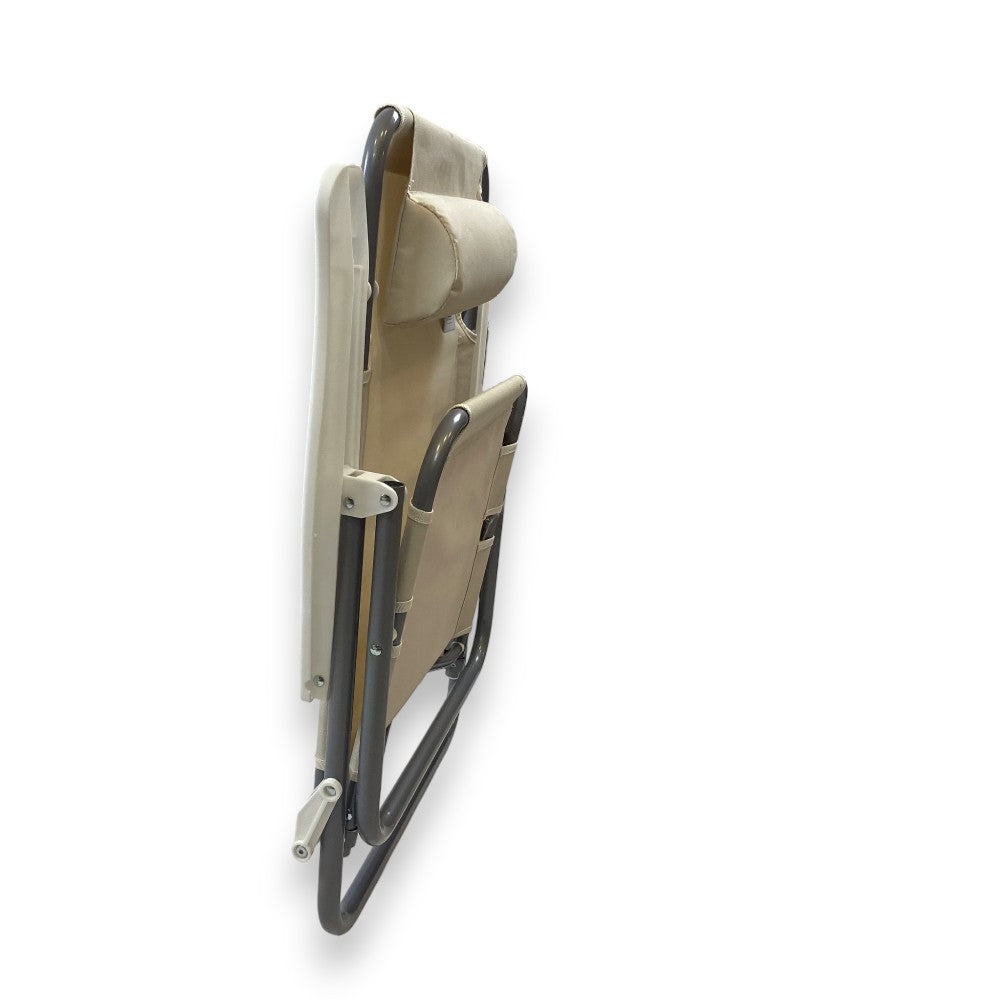 Chaise longue de plage réglable 2en1 Spiaggina avec accoudoirs et coussin appui-tête 