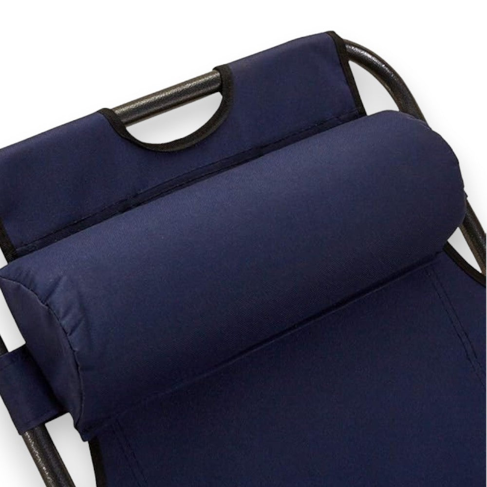 Transat pliable d'extérieur et de plage avec accoudoirs et coussin, structure en acier et tissu oxford