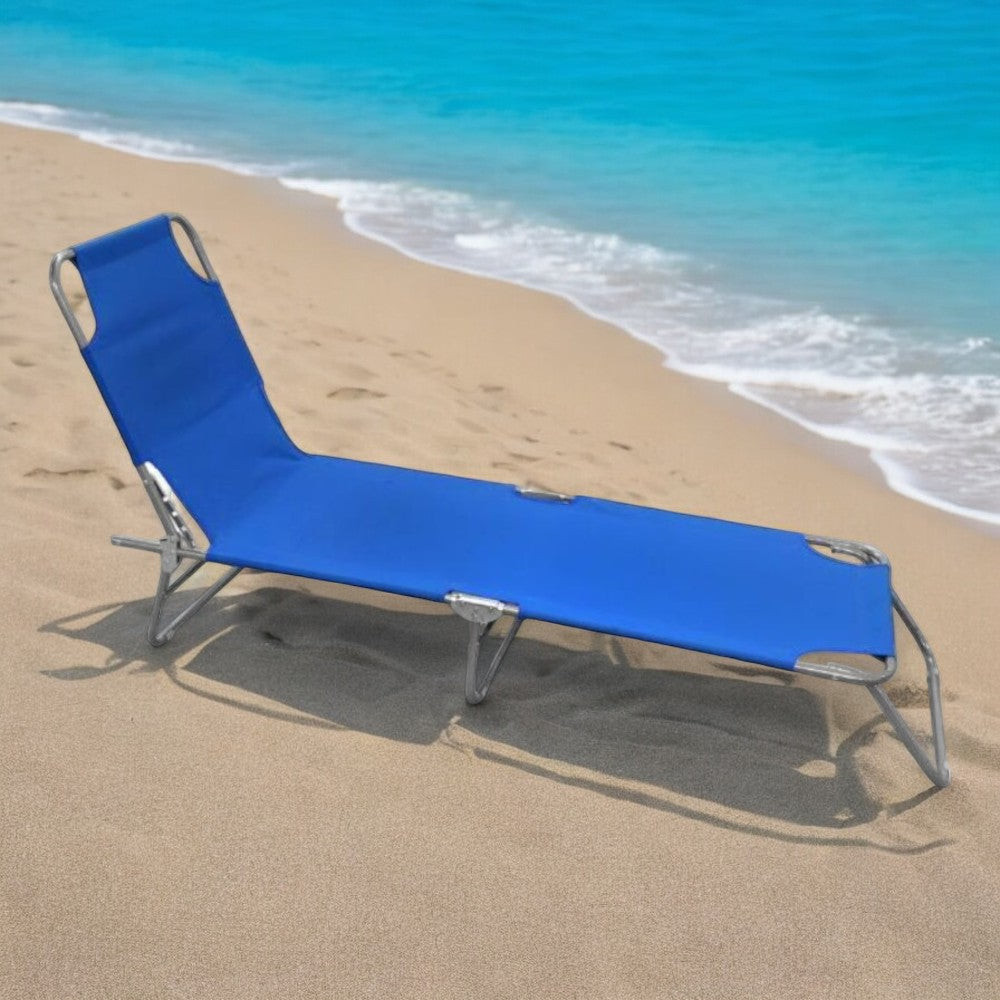 Chaises longues de plage pliantes pour l'extérieur et la mer, structure en fer et tissu oxford