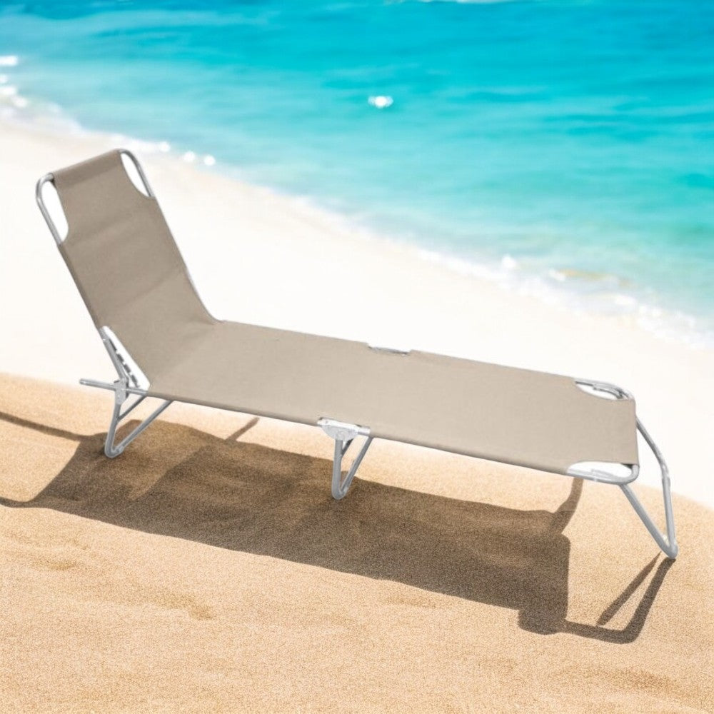 Chaises longues de plage pliantes pour l'extérieur et la mer, structure en fer et tissu oxford