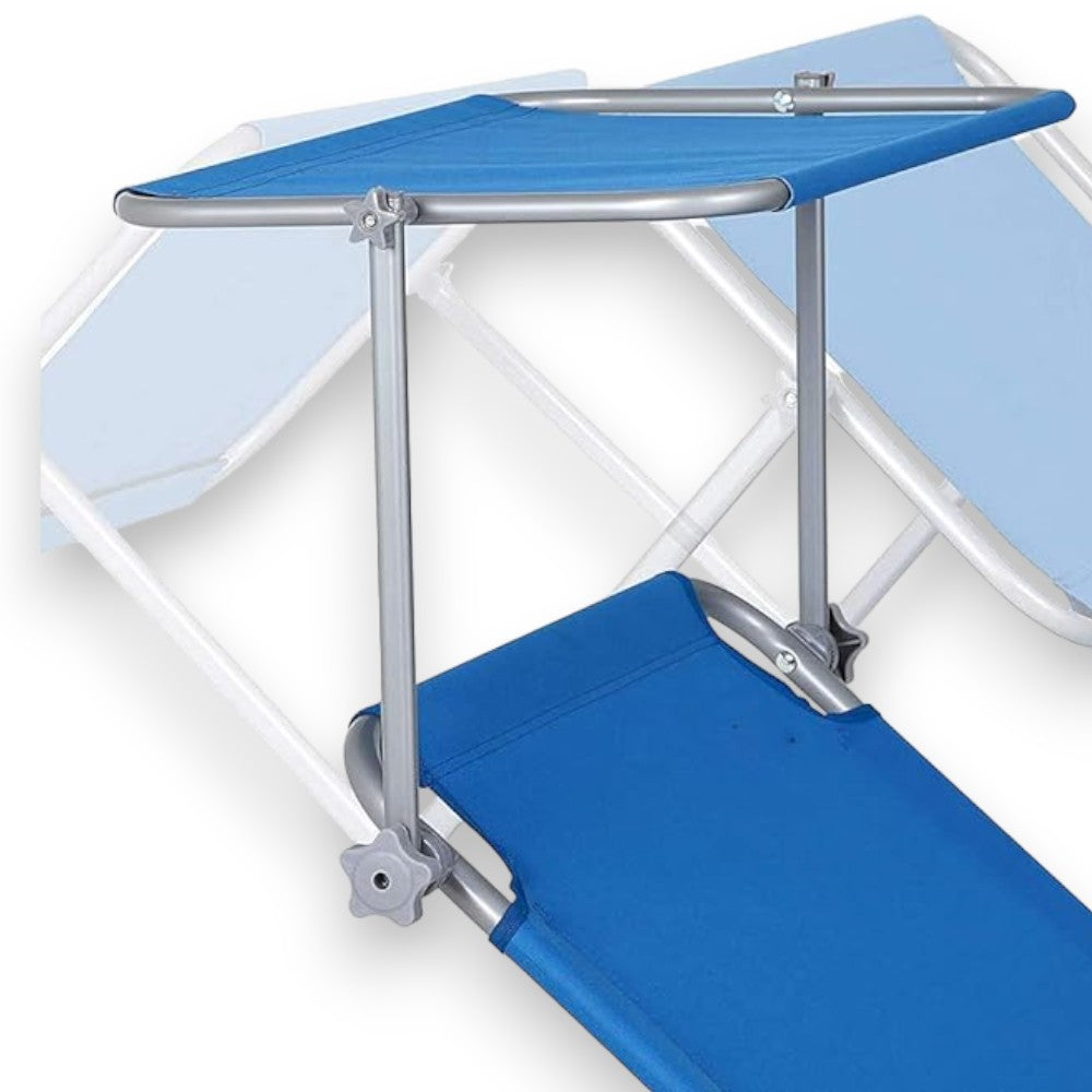 Chaises longues pliantes de mer et de plage d'extérieur avec parasol réglable avec structure en acier et tissu oxford