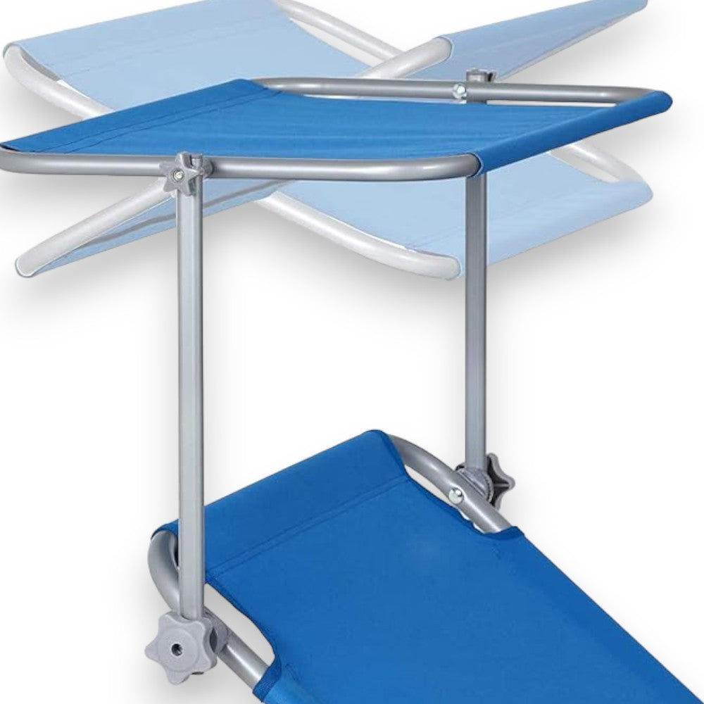 Chaises longues pliantes de mer et de plage d'extérieur avec parasol réglable avec structure en acier et tissu oxford