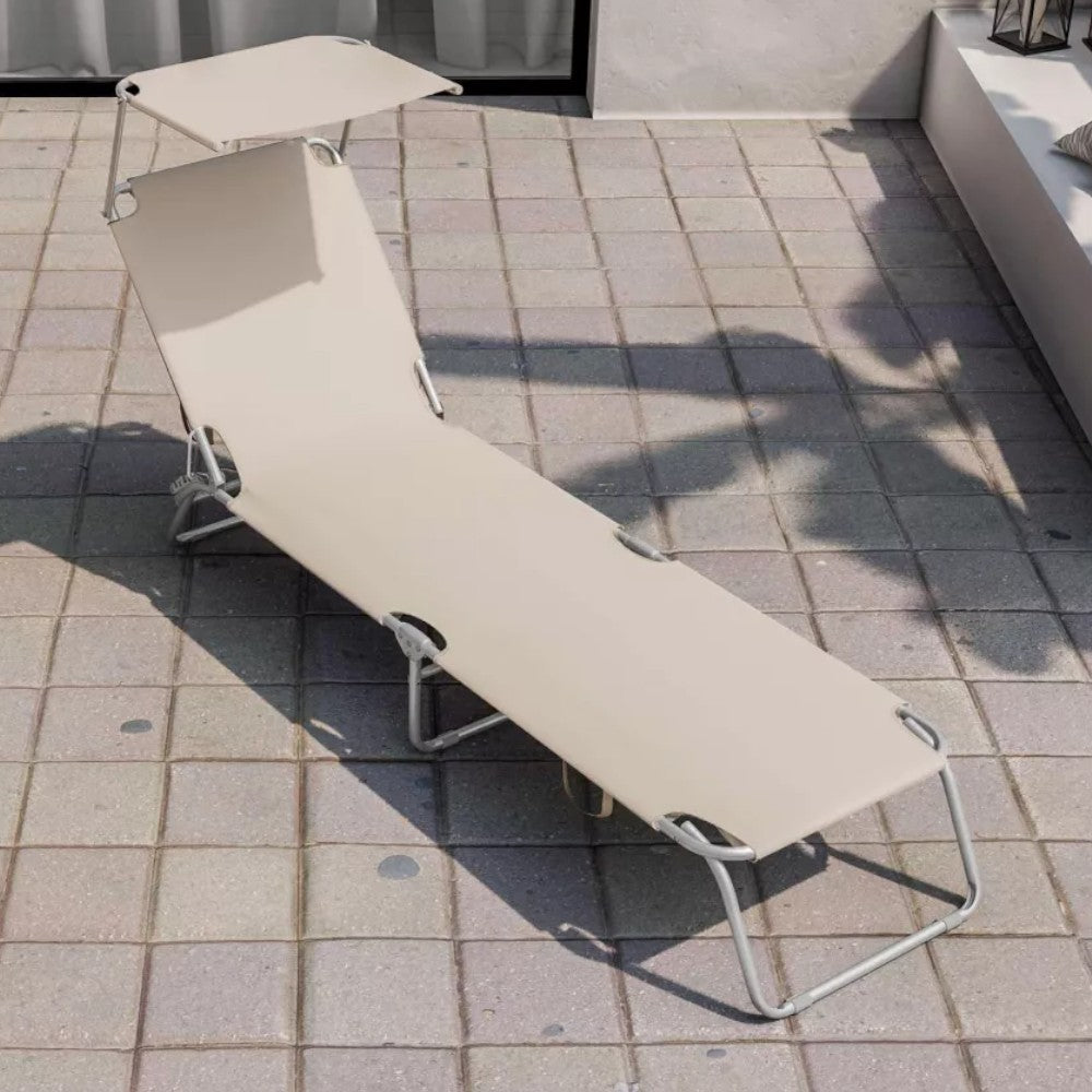 Chaises longues pliantes de mer et de plage d'extérieur avec parasol réglable avec structure en acier et tissu oxford