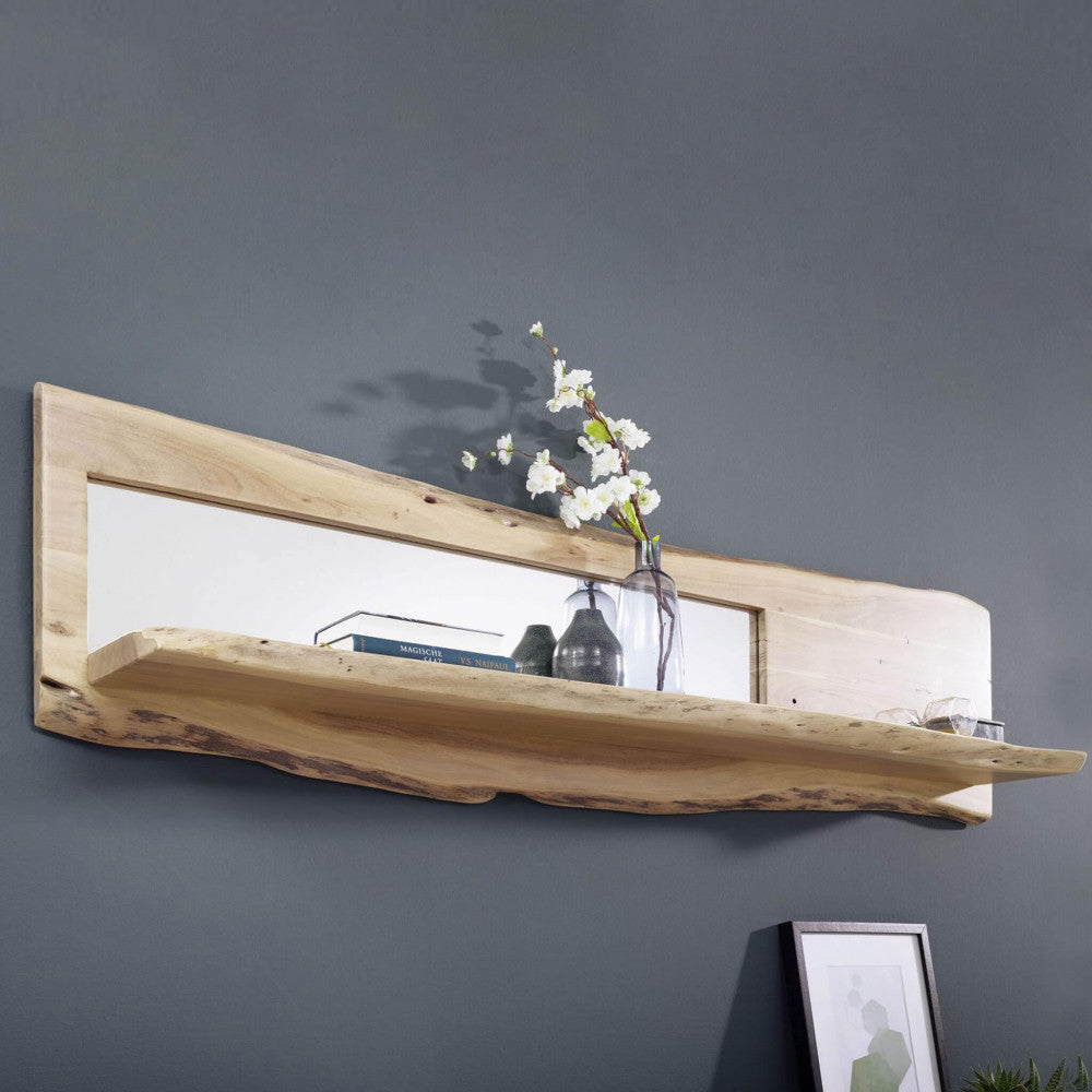 Etagère d'intérieur 120x22x38 cm en bois d'acacia avec miroir Melbourne