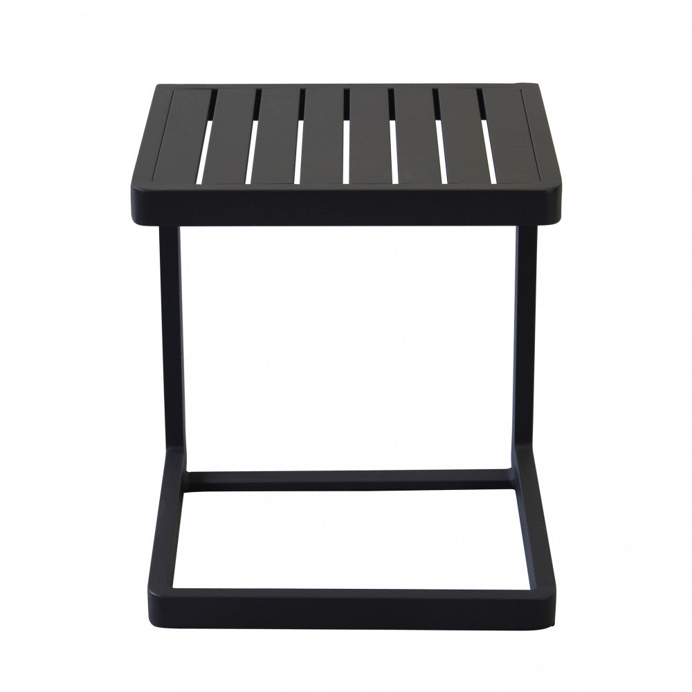 Table basse 40x40x45 cm en aluminium anthracite pour jardin extérieur pour salons et support pour bains de soleil Nolan