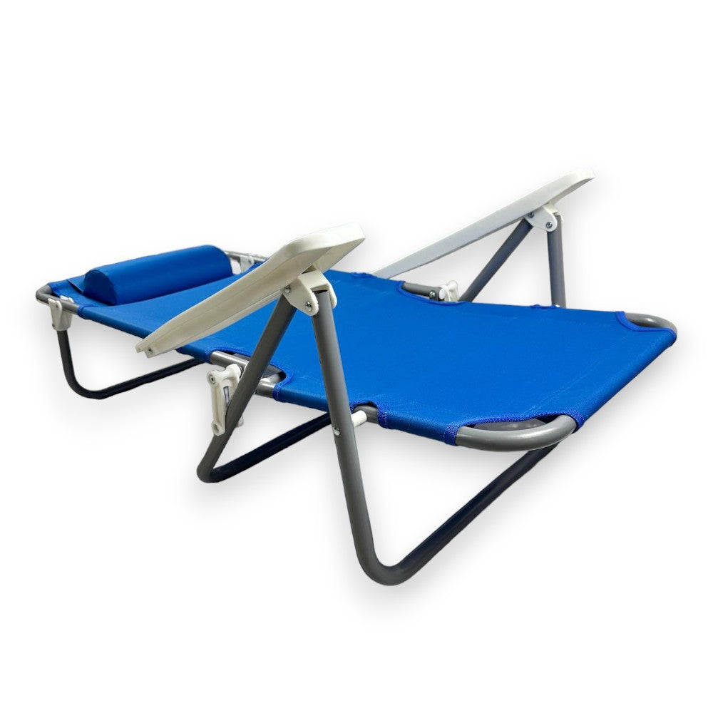 Chaise longue de plage réglable 2en1 Spiaggina avec accoudoirs et coussin appui-tête 