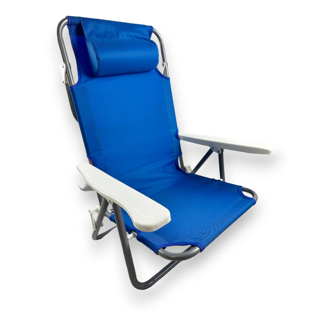 Chaise longue de plage réglable 2en1 Spiaggina avec accoudoirs et coussin appui-tête 