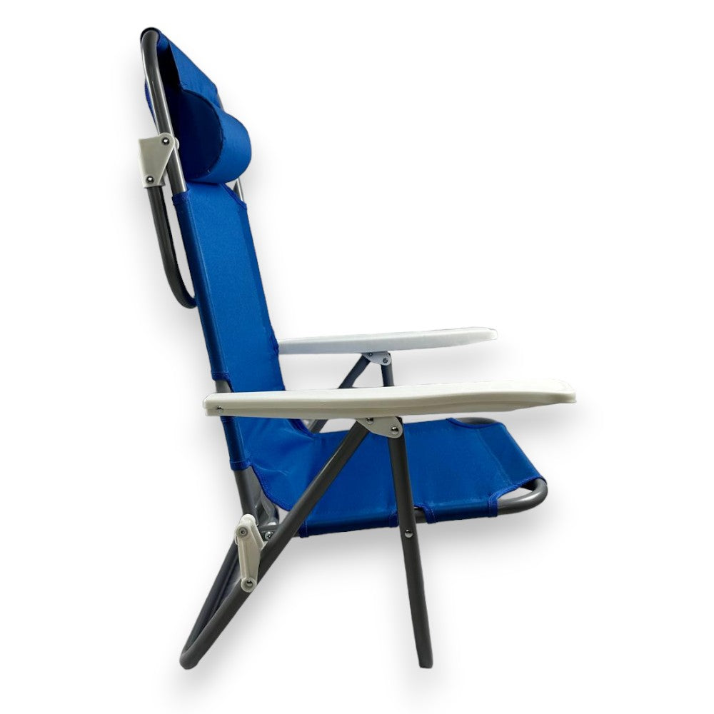 Chaise longue de plage réglable 2en1 Spiaggina avec accoudoirs et coussin appui-tête 