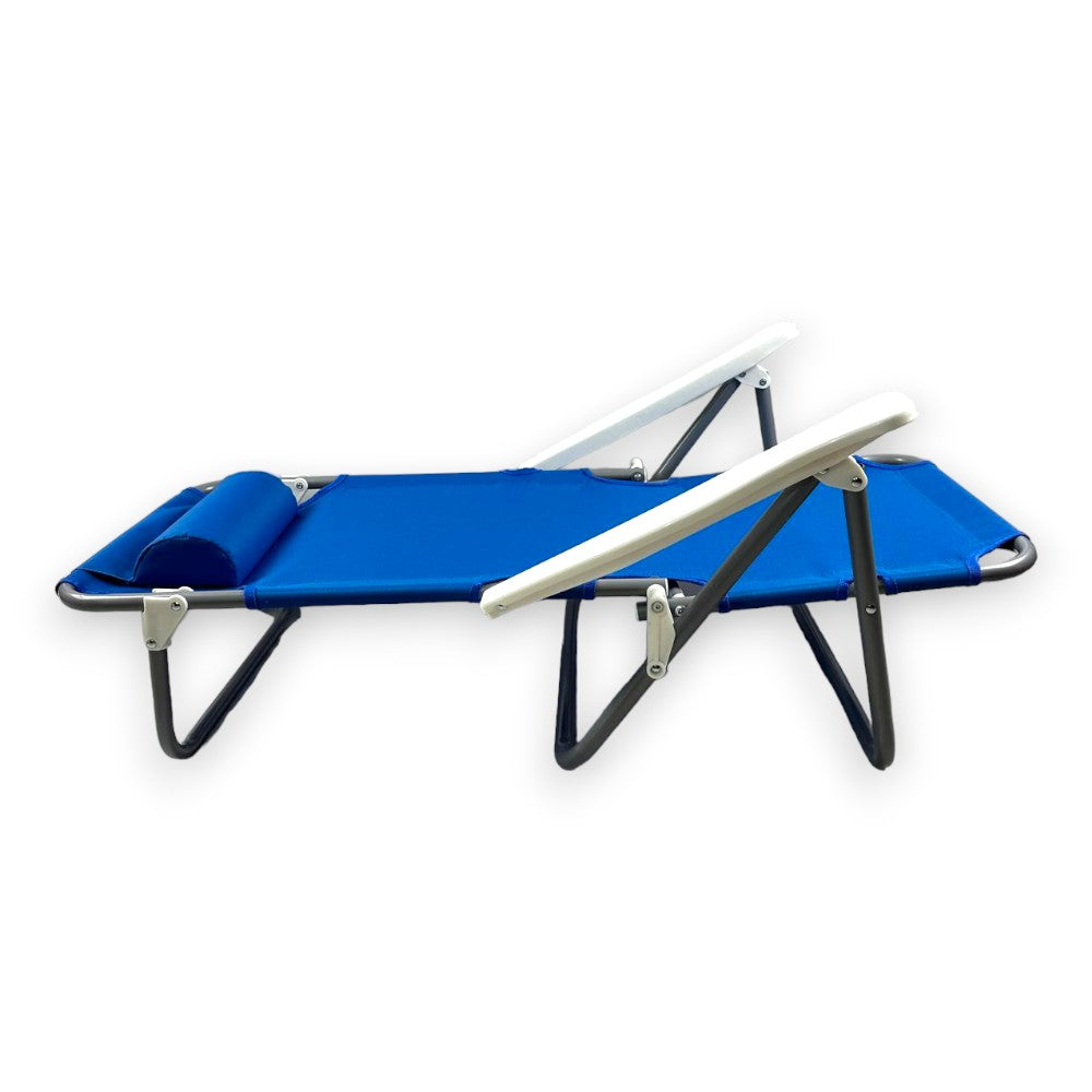 Chaise longue de plage réglable 2en1 Spiaggina avec accoudoirs et coussin appui-tête 